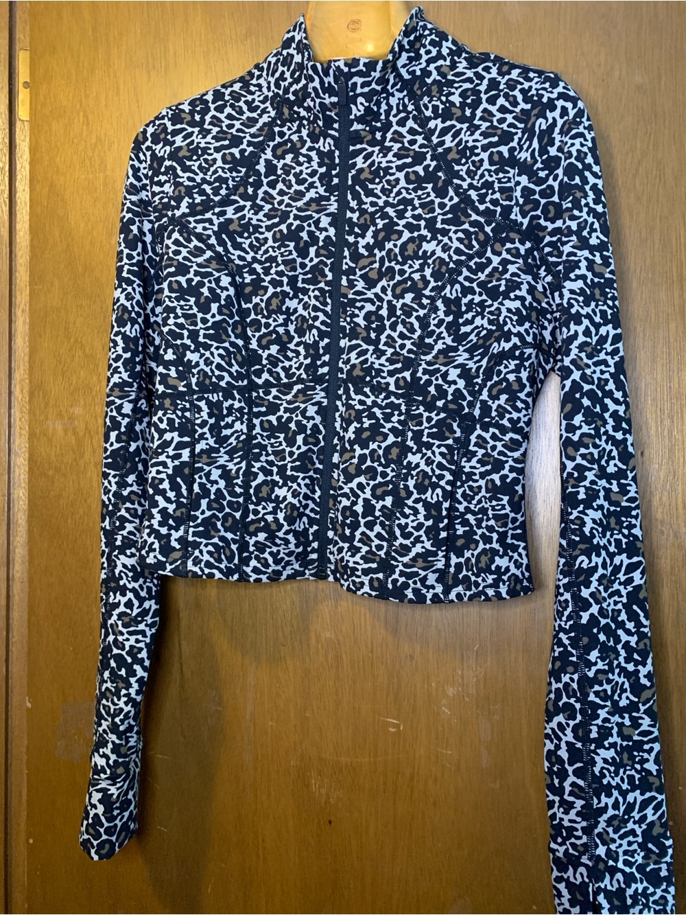 Fabletics Perfect Storm Cropped Leopard Print Zip-Up Jacket